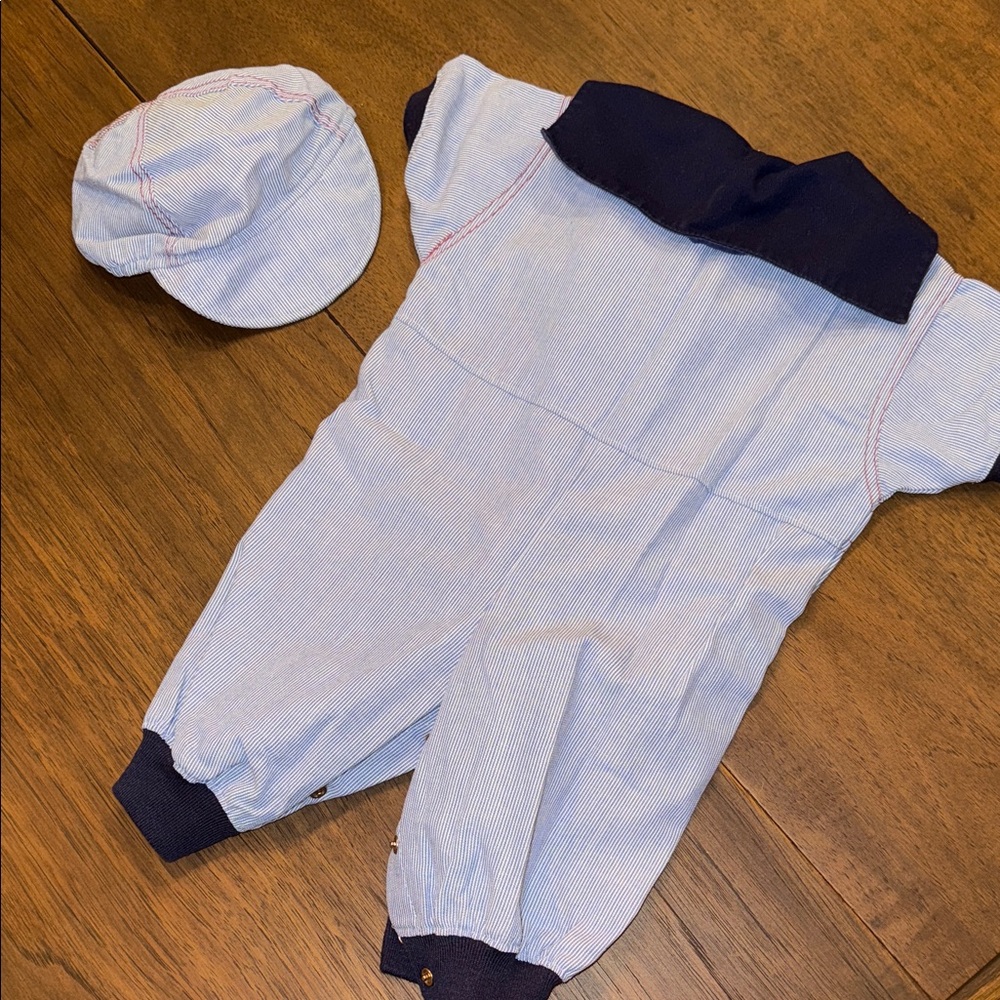Vintage “Regatta” Nautical Anchor Baby Boy Outfit with Hat, 3-6 Months - Picture 7 of 7